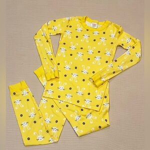 Hanna Andersson Yellow Bunny Print Kids Easter Organic Cotton Pajamas Size 12
